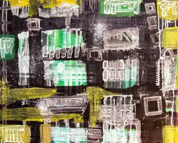 ST01, peinture abstraite géométrique urbaine de Rodolphe Héraud, 75 × 60 cm