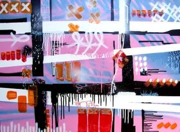 ST03, peinture abstraite d’inspiration architecturale de Rodolphe Héraud, 82 × 60 cm