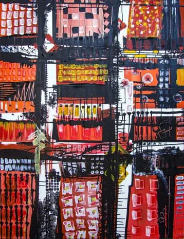 ST08, peinture abstraite urbaine de Rodolphe Héraud, 89 × 116 cm