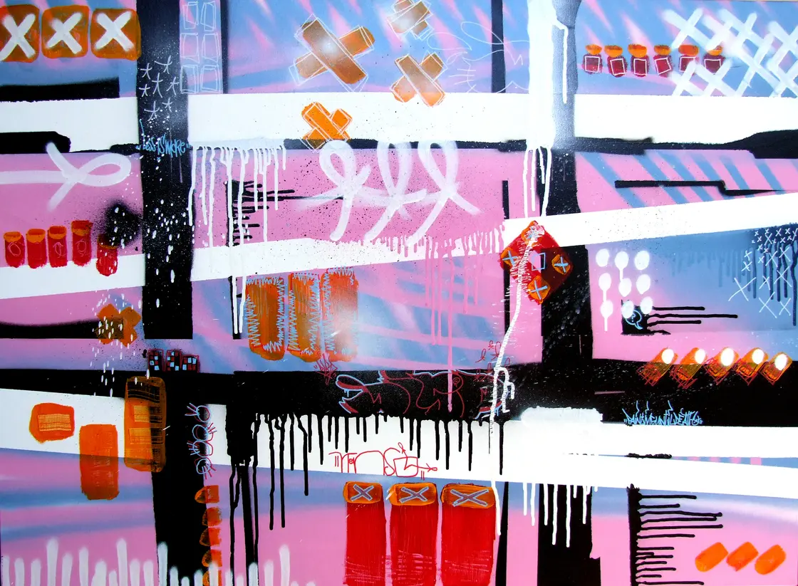 ST03, peinture abstraite d’inspiration architecturale de Rodolphe Héraud, 82 × 60 cm