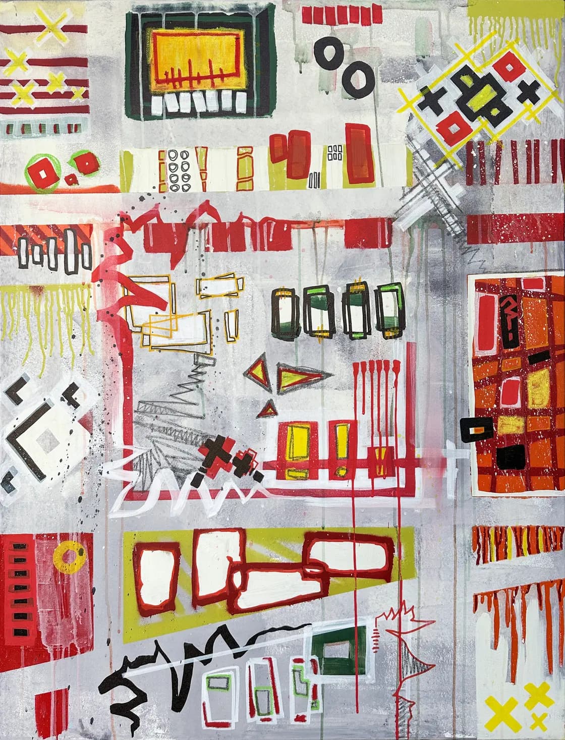 STNS05, peinture abstraite urbaine industrielle de Rodolphe Héraud, 89 × 116 cm